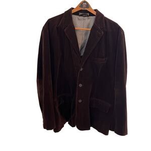 Fossil Brand Velvet Blazer Mens XL Brown Sport Coat Academia Retro Indie Sleaze